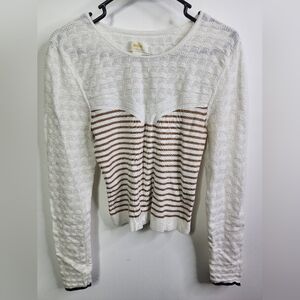 Maeve striped pointelle cardigan sweater, Medium